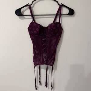 Victoria’s Secret purple floral lace sheer corset top